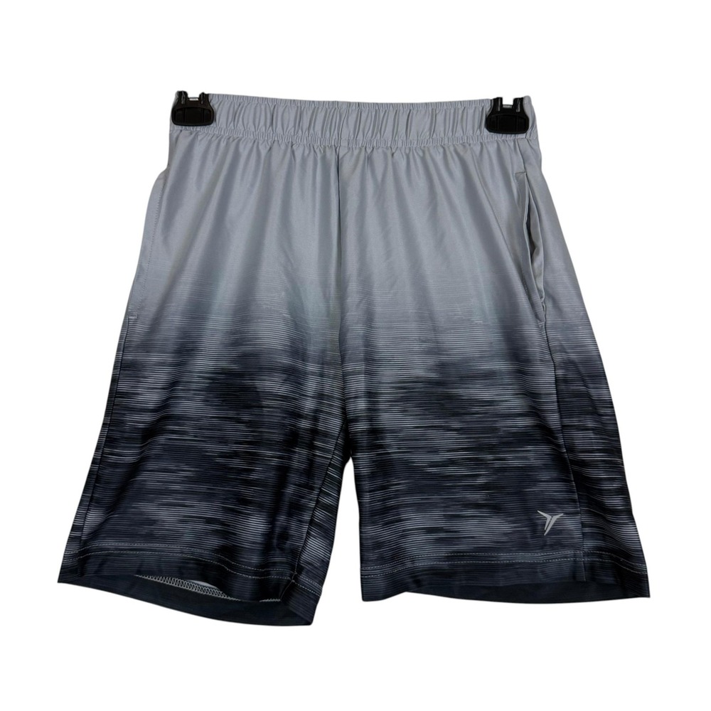 Old Navy Shorts Kids 8 Medium Gray GO-DRY 7 Inseam Ombre Stripe Running Athletic